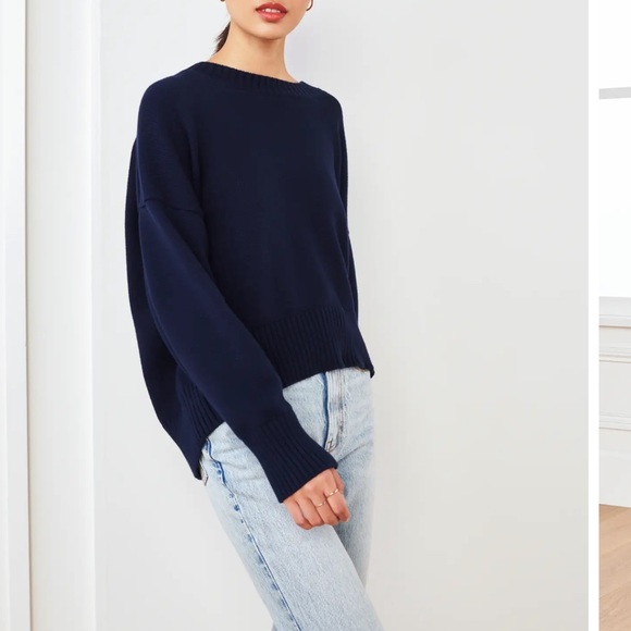 Quince Sweaters - Quince 100% Organic Cotton Boyfriend Crew Navy Size Small